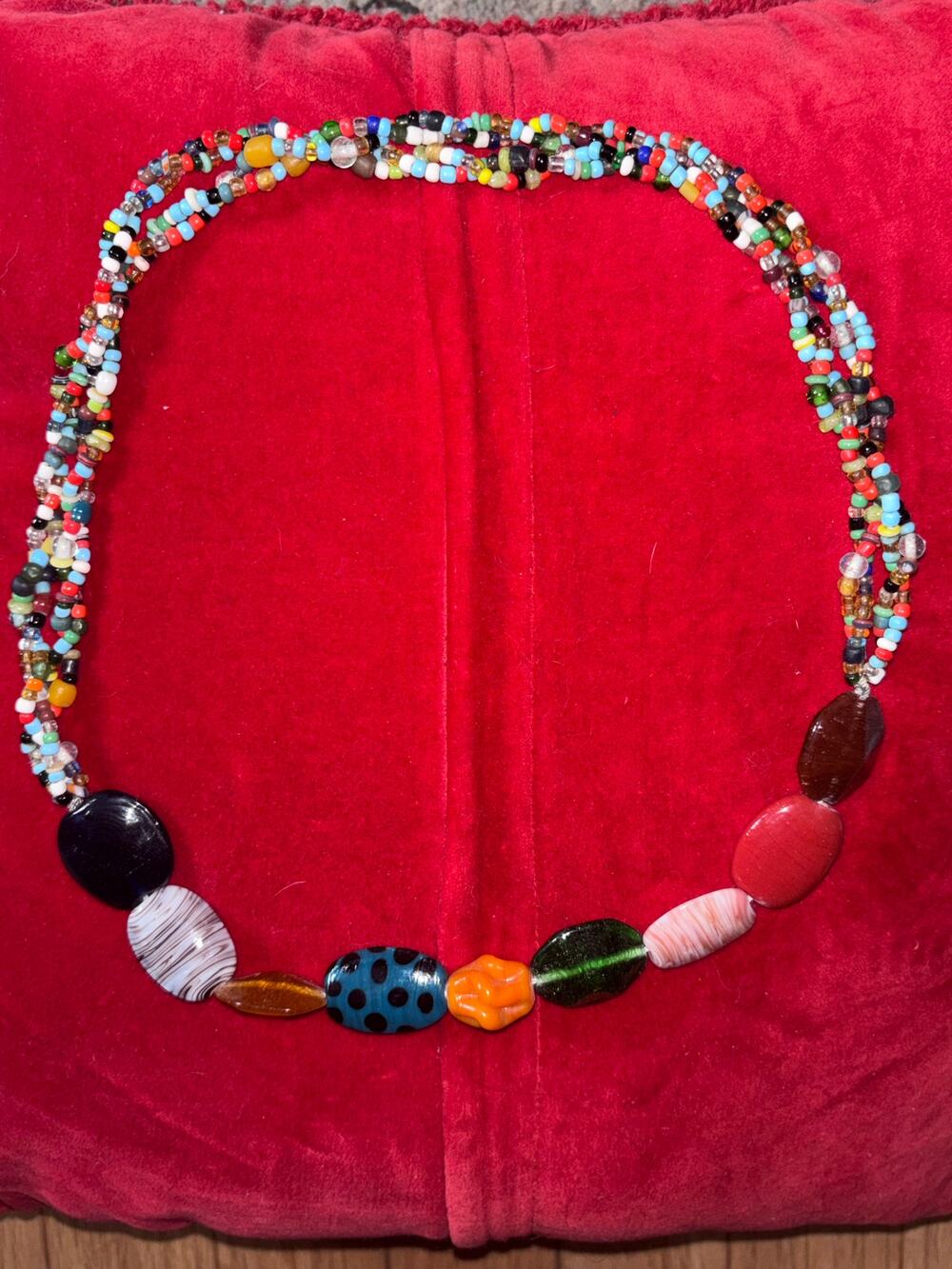 Multi Strand Beaded Necklace 13” Boho